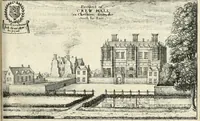 An illustration from The vale-royall of England, or, The county palatine of Chester illustrated : wherein is contained a geographical and historical description of that famous county, with all its hundreds and seats of the nobility, gentry, and freeholders, its rivers, towns, castles, buildings ancient and modern : adorned with maps and prospects, and the coats of arms belonging to every individual family of the whole county (1656)