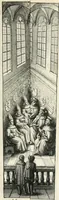 An illustration from The vale-royall of England, or, The county palatine of Chester illustrated : wherein is contained a geographical and historical description of that famous county, with all its hundreds and seats of the nobility, gentry, and freeholders, its rivers, towns, castles, buildings ancient and modern : adorned with maps and prospects, and the coats of arms belonging to every individual family of the whole county (1656)