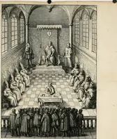 An illustration from The vale-royall of England, or, The county palatine of Chester illustrated : wherein is contained a geographical and historical description of that famous county, with all its hundreds and seats of the nobility, gentry, and freeholders, its rivers, towns, castles, buildings ancient and modern : adorned with maps and prospects, and the coats of arms belonging to every individual family of the whole county (1656)