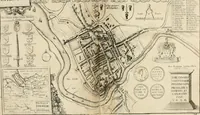 An illustration from The vale-royall of England, or, The county palatine of Chester illustrated : wherein is contained a geographical and historical description of that famous county, with all its hundreds and seats of the nobility, gentry, and freeholders, its rivers, towns, castles, buildings ancient and modern : adorned with maps and prospects, and the coats of arms belonging to every individual family of the whole county (1656)