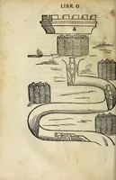 An illustration from Vallo : libro cõtinente appertenentie ad capitanii, retenere & fortificare una citta cõ bastioni, con noui artificii de fuoco aggionti, come nella tabola appare, & de diverse sorte poluere, et de expugnare una citta cõ põti, scale, argani, trõbe, trẽciere, artegliarie, caue, dare auisamenti senza messo allo amico, fare ordinanze, battaglioni, et ponti de disfida con lo pingere, opera molto utile con la experientia de larte (1528)