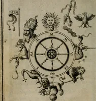 Picture 2 of 52 from Vaticinia, siue Prophetiae abbatis Ioachimi & Anselmi episcopi Marsicani : cum imaginibus aere incisis, correctione et pulcritudine, plurium manuscriptorum exemplariu[m] op[er]e, et uariaru[m] imaginu[m] tabulis, et delineationibu[s], alijs ante hac impressis longè praestantiora : quibus Rota, et Oraculum turcicum maxime considerationis adiecta sunt : vnà cum praefatione, et adnotationibus Paschalini Regiselmi = Vaticinii, ouero Profetie dell'abbate Gioachino, & di Anselmo vescouo di Marsico : con l'imagini intagliate in rame, di correttione, et uaghezza maggiore, che gl'atri sin' hora stampati, per l'aggiuto di molti exemplari scritti à penna, et per le pitture, et disegni di uarie imagini : à qualli è aggionta una Ruota, et un' oracolo Turchesco di grandissima co[n]sideratione : insieme con la prefatione, et annotationi di Pasqualino Regiselmo (1589), leaf 11