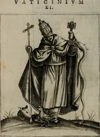 Picture 23 of 52 from Vaticinia, siue Prophetiae abbatis Ioachimi & Anselmi episcopi Marsicani : cum imaginibus aere incisis, correctione et pulcritudine, plurium manuscriptorum exemplariu[m] op[er]e, et uariaru[m] imaginu[m] tabulis, et delineationibu[s], alijs ante hac impressis longè praestantiora : quibus Rota, et Oraculum turcicum maxime considerationis adiecta sunt : vnà cum praefatione, et adnotationibus Paschalini Regiselmi = Vaticinii, ouero Profetie dell'abbate Gioachino, & di Anselmo vescouo di Marsico : con l'imagini intagliate in rame, di correttione, et uaghezza maggiore, che gl'atri sin' hora stampati, per l'aggiuto di molti exemplari scritti à penna, et per le pitture, et disegni di uarie imagini : à qualli è aggionta una Ruota, et un' oracolo Turchesco di grandissima co[n]sideratione : insieme con la prefatione, et annotationi di Pasqualino Regiselmo (1589), leaf 57