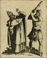 An illustration from Vaticinia, siue, Prophetiae abbatis Joachimi & Anselmi episcopi Marsicani : cum imaginibus aere incisis, correctione et pulcritudine, plurium manuscriptorum exemplariu op[er]e ... : qvibvs rota et oraculum turcicum maxime considerationis adiecta sunt : vna cum praefatione et adnotationibus Paschalini Regiselmi = Vaticinii, ouero, Profetie dell'abbate Gioachino & di Anselmo vescovo di Marsico .. (1589)