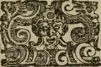 An illustration from Vaticinia, siue Prophetiae Abbatis Ioachimi, & Anselmi Episcopi Marsicani : cum imaginibus aere incisis, correctione, et pulcritudine, plurium manuscriptorum exemplariu[m] op[er]e, et uariu[m] imaginu[m] tabulis, et delineationibu[s] alijs antehac impressis longè praestantiora; quibus rota, et oraculum Turcicum maxime considerationis adiecta sunt (1600)