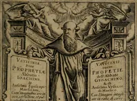 Picture 1 of 52 from Vaticinia, siue Prophetiae Abbatis Ioachimi, & Anselmi Episcopi Marsicani : cum imaginibus aere incisis, correctione, et pulcritudine, plurium manuscriptorum exemplariu[m] op[er]e, et uariu[m] imaginu[m] tabulis, et delineationibu[s] alijs antehac impressis longè praestantiora; quibus rota, et oraculum Turcicum maxime considerationis adiecta sunt (1600), leaf 2