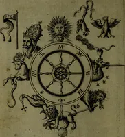 An illustration from Vaticinia, sive, Prophetiae Abbatis Ioachimi, [and] Anselmi Episcopi Marsicani; cum imaginibus aere incisis, correctione, et pulcritudine, plurium manuscriptorum exemplari ope, et variar imagin tabulis, et delineationibù, aliis antehac impressis longè praestantiora; quibus Rota, et Oraculum Turcicum maxime considerationis adiecta sunt; una cum praefatione et adnotationibus Paschalini Regiselmi (1600)