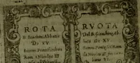 An illustration from Vaticinia, sive, Prophetiae Abbatis Ioachimi, [and] Anselmi Episcopi Marsicani; cum imaginibus aere incisis, correctione, et pulcritudine, plurium manuscriptorum exemplari ope, et variar imagin tabulis, et delineationibù, aliis antehac impressis longè praestantiora; quibus Rota, et Oraculum Turcicum maxime considerationis adiecta sunt; una cum praefatione et adnotationibus Paschalini Regiselmi (1600)