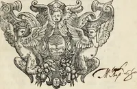 An illustration from V. Cl. D. Antonii de Sousa de Macedo ... Decisiones Supremi Senatus iustitiae Lusitaniae, & supremi consilij fisci ac patrimonij regij, cum grauissimis collegis decretae : triplici indice locupletatae (1677)