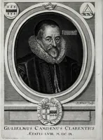 An illustration from V. cl. Gulielmi Camdeni, et illustrium virorum ad G. Camdenum Epistolae : cum appendice verii argumenti : accesserunt Annalium regni Regis Jacobi I. apparatus : et commentarius de antiquitate, dignitate, & officio comitis marescalli Angliae : praemittitur G. Camdeni vita (1691)