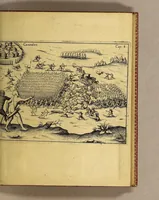 An illustration from Vera historia, admirandae cuiusdam nauigationis, quam Huldericus Schmidel, Straubingensis, ab anno 1534. usque ad annum 1554. in Americam vel nouum mundum, iuxta Brasiliam & Rio della Plata, confecit. : Quid per hosce annos 19. sustinuerit, quam varias & quam mirandas regiones ac homines viderit. Ab ipso Schmidelio Germanice, descripta: nunc vero, emandatis & correctis vrbium, regionum & fluminum nominibus, adiecta etiam tabula geographica, figuris, & alijs notationibus quibusdam, in hac forma reducta (1599)