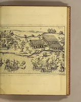 An illustration from Vera historia, admirandae cuiusdam nauigationis, quam Huldericus Schmidel, Straubingensis, ab anno 1534. usque ad annum 1554. in Americam vel nouum mundum, iuxta Brasiliam & Rio della Plata, confecit. : Quid per hosce annos 19. sustinuerit, quam varias & quam mirandas regiones ac homines viderit. Ab ipso Schmidelio Germanice, descripta: nunc vero, emandatis & correctis vrbium, regionum & fluminum nominibus, adiecta etiam tabula geographica, figuris, & alijs notationibus quibusdam, in hac forma reducta (1599)