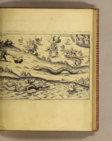 An illustration from Vera historia, admirandae cuiusdam nauigationis, quam Huldericus Schmidel, Straubingensis, ab anno 1534. usque ad annum 1554. in Americam vel nouum mundum, iuxta Brasiliam & Rio della Plata, confecit. : Quid per hosce annos 19. sustinuerit, quam varias & quam mirandas regiones ac homines viderit. Ab ipso Schmidelio Germanice, descripta: nunc vero, emandatis & correctis vrbium, regionum & fluminum nominibus, adiecta etiam tabula geographica, figuris, & alijs notationibus quibusdam, in hac forma reducta (1599)
