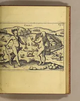 An illustration from Vera historia, admirandae cuiusdam nauigationis, quam Huldericus Schmidel, Straubingensis, ab anno 1534. usque ad annum 1554. in Americam vel nouum mundum, iuxta Brasiliam & Rio della Plata, confecit. : Quid per hosce annos 19. sustinuerit, quam varias & quam mirandas regiones ac homines viderit. Ab ipso Schmidelio Germanice, descripta: nunc vero, emandatis & correctis vrbium, regionum & fluminum nominibus, adiecta etiam tabula geographica, figuris, & alijs notationibus quibusdam, in hac forma reducta (1599)