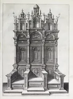 An illustration from Verscheyden schrynwerck, als portalen, kleerkassen, buffetten, ledikanten, tafels, kisten, stoelen, bancken, schabellen, hantdoex-rollen, glasborden en veel andre soorten van wercken (1630)