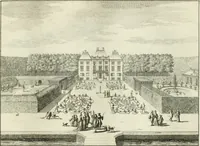 An illustration from Verscheyde schoone en vermaakelyke gezigten in de hofstede van Clingendaal gelegen by 's Gravenhage : naa t'leven getekent en in t'kooper gebrugt (1679)