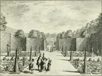 An illustration from Verscheyde schoone en vermaakelyke gezigten in de hofstede van Clingendaal gelegen by 's Gravenhage : naa t'leven getekent en in t'kooper gebrugt (1679)