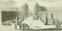 An illustration from Verscheyde schoone en vermaakelyke gezigten in de hofstede van Clingendaal gelegen by 's Gravenhage : naa t'leven getekent en in t'kooper gebrugt (1679)