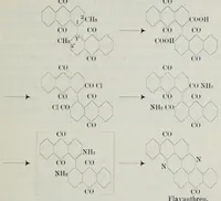 An illustration from Versuche zur Einfürung mehrerer Phtalsäurereste in aromatische Verbindungen und zur Darstellung neuer Küpenfarbstoffe der Anthracenreihe : Anhang - über die Reduktion der o-benzoylbenzoesäure, von der Technischen Hochschule "Fridericiana" zu Karlsruhe genehmigte Dissertation zur erlangung der Würde eines Doktor-Ingenieurs (1908)