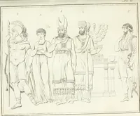 An illustration from Versuch über Gebräuche, Kleidung und Waffen der ältesten Völker bis auf Constantin den Grossen : nebst einigen Anmerkungen über die Schaubühne (1802)