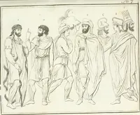 An illustration from Versuch über Gebräuche, Kleidung und Waffen der ältesten Völker bis auf Constantin den Grossen : nebst einigen Anmerkungen über die Schaubühne (1802)