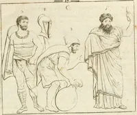 An illustration from Versuch über Gebräuche, Kleidung und Waffen der ältesten Völker bis auf Constantin den Grossen : nebst einigen Anmerkungen über die Schaubühne (1802)