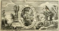 An illustration from Versüssete Bitterkeit, im Leben, Lieben und Leiden : angewiesen von dem Apostel I. Corinth. X. 13. und zu allgemeinen Trost in allerhand geistlichen und leiblichen Anfechtungen, als die weiland mit reiner Gottes-Furcht und edler Tugend-begabte Jungfer Sophie Charlotte Weigbers, den 13. Martij Morgens umb 10. Uhr des 1683. Jahrs, ihr Christlich und rühmlich-geführtes Leben im 14. Jahr Ihres Alters, mit ungemeiner Gedult und Freuden-Müthigkeit in wahren Glauben und Vertrauen auff das theurste verdienst Jesu Christij seelig beschlossen : und dero entseelter Leib den 20. Martij bey hoher Gegenwart und sonst ungemeiner Volckreicher Versamlung in der teutschen Kirchen zu S. Peter allhie seiner Ruhe-Kammer einverleibet wurde (1685)