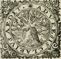 An illustration from Vervm inventvm, hoc est, Mvnera Germaniae : ab ipsa primitvs reperta ... & reliquo orbi communicata, quae tanta sunt : vt plaeraque eorum mutationem mundo singularem attulerint, vniuersa longe vtilissima extiterint, tractatu peculiari euoluta & tradita (1619)