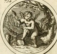 An illustration from Verzámeling van uitgekórene zin-spreuken, en zinnebeeldige print-vercieringen : eertyds, op bevel van den aller doorlugtigsten keizer der Russen, Peter Alexis, of de Gróte, getékent en gesnéden : en nu op nieus verrykt : met agthondert en veertig byschriften in verzen (1743)