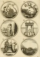 An illustration from Verzámeling van uitgekórene zin-spreuken, en zinnebeeldige print-vercieringen : eertyds, op bevel van den aller doorlugtigsten keizer der Russen, Peter Alexis, of de Gróte, getékent en gesnéden : en nu op nieus verrykt : met agthondert en veertig byschriften in verzen (1743)
