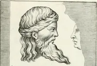 An illustration from Veterum illustrium philosophorum, poetarum, rhetorum, et oratorum imagines : ex vetustis nummis, gemmis, hermis, marmoribus, alijsque antiquis monumentis desumptae (1685)