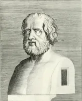 An illustration from Veterum illustrium philosophorum, poetarum, rhetorum, et oratorum imagines : ex vetustis nummis, gemmis, hermis, marmoribus, alijsque antiquis monumentis desumptae (1685)