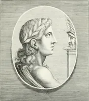 An illustration from Veterum illustrium philosophorum, poetarum, rhetorum, et oratorum imagines : ex vetustis nummis, gemmis, hermis, marmoribus, alijsque antiquis monumentis desumptae (1685)