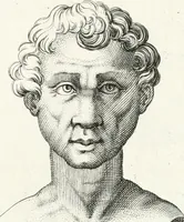 An illustration from Veterum illustrium philosophorum, poetarum, rhetorum, et oratorum imagines : ex vetustis nummis, gemmis, hermis, marmoribus, alijsque antiquis monumentis desumptae (1685)