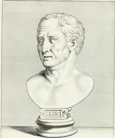 An illustration from Veterum illustrium philosophorum, poetarum, rhetorum, et oratorum imagines : ex vetustis nummis, gemmis, hermis, marmoribus, alijsque antiquis monumentis desumptae (1685)