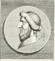 An illustration from Veterum illustrium philosophorum, poetarum, rhetorum, et oratorum imagines : ex vetustis nummis, gemmis, hermis, marmoribus, alijsque antiquis monumentis desumptae (1685)