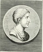 An illustration from Veterum illustrium philosophorum, poetarum, rhetorum, et oratorum imagines : ex vetustis nummis, gemmis, hermis, marmoribus, alijsque antiquis monumentis desumptae (1685)