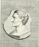 An illustration from Veterum illustrium philosophorum, poetarum, rhetorum, et oratorum imagines : ex vetustis nummis, gemmis, hermis, marmoribus, alijsque antiquis monumentis desumptae (1685)