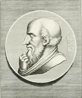 Picture 16 of 102 from Veterum illustrium philosophorum, poetarum, rhetorum, et oratorum imagines : ex vetustis nummis, gemmis, hermis, marmoribus, alijsque antiquis monumentis desumptae (1685), leaf 38
