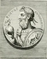 Picture 25 of 102 from Veterum illustrium philosophorum, poetarum, rhetorum, et oratorum imagines : ex vetustis nummis, gemmis, hermis, marmoribus, alijsque antiquis monumentis desumptae (1685), leaf 56
