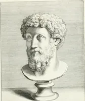 An illustration from Veterum illustrium philosophorum, poetarum, rhetorum, et oratorum imagines : ex vetustis nummis, gemmis, hermis, marmoribus, alijsque antiquis monumentis desumptae (1685)