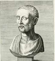 An illustration from Veterum illustrium philosophorum, poetarum, rhetorum, et oratorum imagines : ex vetustis nummis, gemmis, hermis, marmoribus, alijsque antiquis monumentis desumptae (1685)