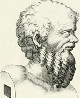An illustration from Veterum illustrium philosophorum, poetarum, rhetorum, et oratorum imagines : ex vetustis nummis, gemmis, hermis, marmoribus, alijsque antiquis monumentis desumptae (1685)