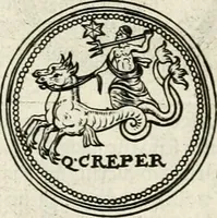 An illustration from Veterum Romanorum Religio castrametatio, disciplina militaris ut & balneae ex antiquis numismatibus & lapidibus demonstrata (1686)