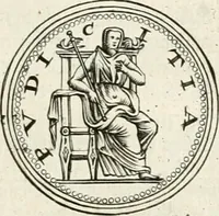 An illustration from Veterum Romanorum Religio castrametatio, disciplina militaris ut & balneae ex antiquis numismatibus & lapidibus demonstrata (1686)