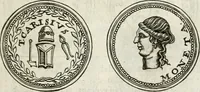 An illustration from Veterum Romanorum Religio castrametatio, disciplina militaris ut & balneae ex antiquis numismatibus & lapidibus demonstrata (1686)