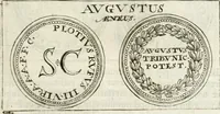 An illustration from Veterum Romanorum Religio castrametatio, disciplina militaris ut & balneae ex antiquis numismatibus & lapidibus demonstrata (1686)