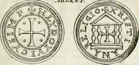 An illustration from Veterum Romanorum Religio castrametatio, disciplina militaris ut & balneae ex antiquis numismatibus & lapidibus demonstrata (1686)