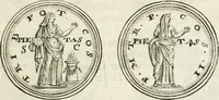 An illustration from Veterum Romanorum Religio castrametatio, disciplina militaris ut & balneae ex antiquis numismatibus & lapidibus demonstrata (1686)