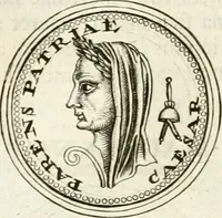 An illustration from Veterum Romanorum Religio castrametatio, disciplina militaris ut & balneae ex antiquis numismatibus & lapidibus demonstrata (1686)
